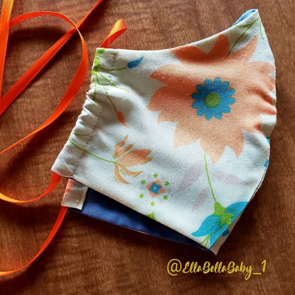 Yellow Floral Cotton Face Mask Filter for Girls - Picture 2 of 5